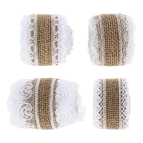 KOCKSHION 4Rollen Spitzenbesatz Elegantes Spitzenband für DIY Geschenkverpackung und Hochzeitsdekoration für Weihnachten von KOCKSHION