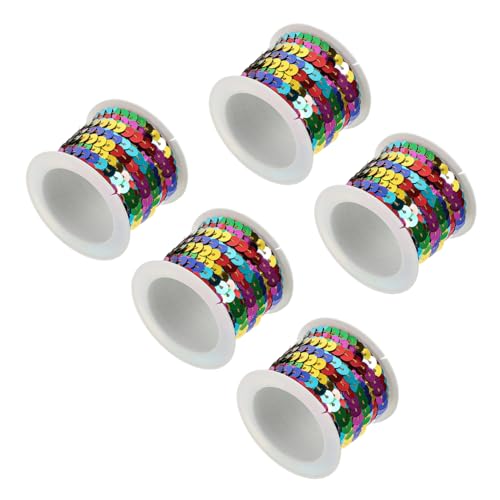 KOCKSHION 5 Rollen Bunte Paillettenbänder Sequin Trim für DIY Handwerk Dekoration Hochzeits und Partyprojekte Vielseitig Einsetzbar für Bastelarbeiten und Modedesign von KOCKSHION