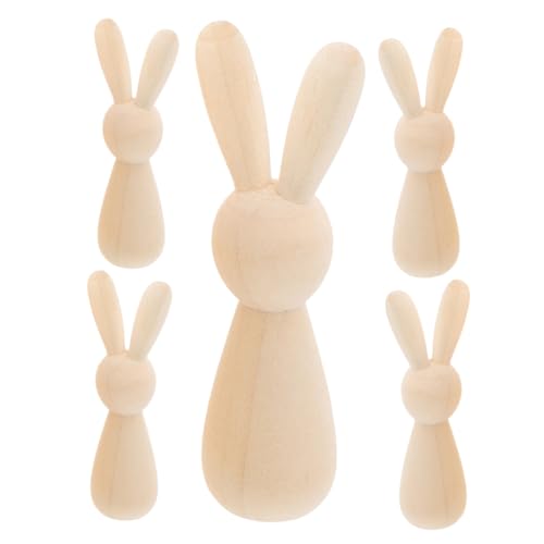KOCKSHION 5 Stück Unlackierte Holzkaninchen Figuren für DIY Bastelprojekte Deko Hasen zum Bemalen und Gestalten für Ostern Partys und Kreative Wohnraumdekoration KOCKSHION 5 Stück Unlackierte Holzkaninchen Figuren für DIY Bastelprojekte Deko Hasen zum Bemalen und Gestalten für Ostern Partys und Kreative Wohnraumdekoration von KOCKSHION