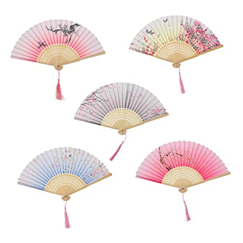 KOCKSHION 5 Stück Vintage Japanischer Handfächer Muster Faltbare Holzfächer mit Quaste für Hochzeiten Partys und Dekoration Warmen Sommermonaten KOCKSHION 5 Stück Vintage Japanischer Handfächer Muster Faltbare Holzfächer mit Quaste für Hochzeiten Partys und Dekoration Warmen Sommermonaten von KOCKSHION