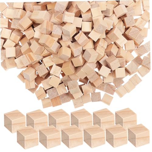 KOCKSHION 500 Stück Block Würfel selber machen unvollendet Würfel bauen Würfel zählen Hartholz Mosaik leer für Holzblöcke Holzwürfel Holzbausteine Holzquadrate Bastelwürfel aus Holz hölzern von KOCKSHION