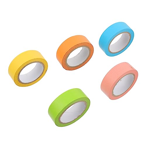 KOCKSHION 5Rollen Washi Tape Dekoratives Klebeband für DIY Projekte Handgeschöpftes für Journaling Scrapbooking und Bastelideen Bunten Farben von KOCKSHION