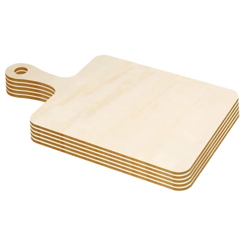 KOCKSHION 5Stücke Holzschneidebretter mit Griff Unbehandelt für DIY Projekte und Kreative Gestaltung Vielseitig Einsetzbar der Küche von KOCKSHION