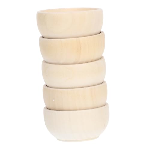 KOCKSHION 5Stücke Unvollendete Mini Holzschalen für DIY Projekte Bastelspielzeug Naturbelassenem Holz Malfähigkeit und Fantasie von Kindern von KOCKSHION
