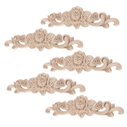 KOCKSHION 5pcs Möbel Applikationen Onlay Holz Rosen Geschnitzte Möbelabklubstäte Für Tür Kopfteil Tisch Wanddecke Holzbearbeitungsprojekt von KOCKSHION