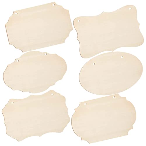 KOCKSHION 6 Stück DIY Holzschilder Unbehandelte Holzplatten zum Basteln Personalisierbare Hängende Dekoration für Kreative Projekte mit Familie und Freunden von KOCKSHION