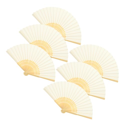 KOCKSHION 6 Stück Faltbarer Handfächer Teiliges Chinesische Faltfächer für Hochzeiten Partys und Tanzaufführungen Antikes Design Handlich und Praktisch als Dekoration und Fotorequisit von KOCKSHION
