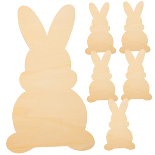 KOCKSHION 6 Stück Holzspäne in Hasenform Kaninchenspielzeug drinnen Hasenversorgungen Malerei Dekoration geschenkideen für ostern geschenkideen ostern Osterornament Ostern Holzscheiben von KOCKSHION