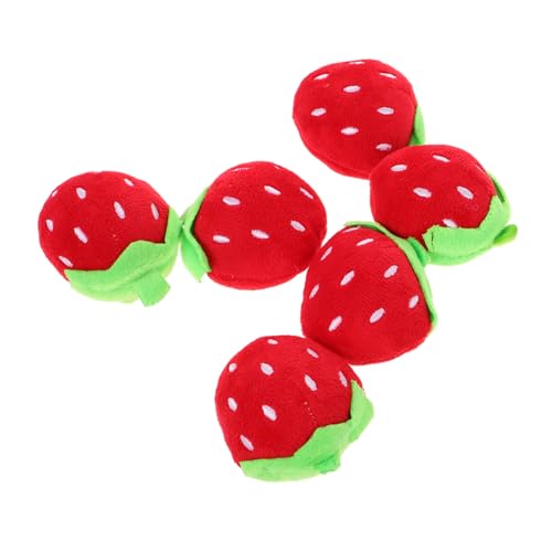 KOCKSHION 6 Stück Mini Erdbeer Plüschspielzeug Weiche Niedliche Fruchtpuppen für DIY Zubehör für Bekleidung und Haarschmuck zur Babyparty und Geburtstagsfeier von KOCKSHION