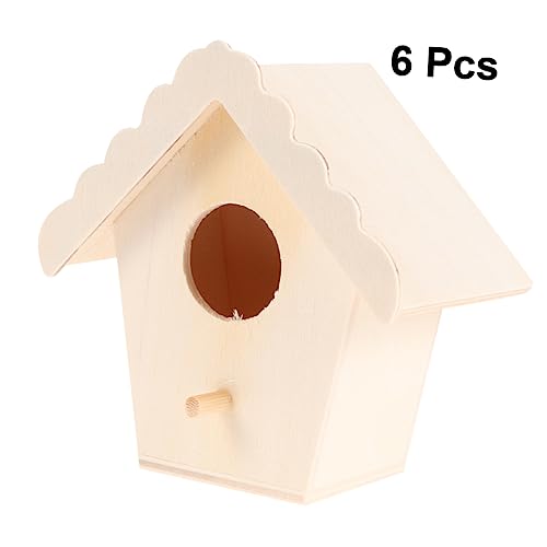 KOCKSHION 6 Stück Teiliges Diy Holz Vogelhaus Bastelset Unvollendete Ornamente für Pädagogisches zum Bemalen und Gestalten für Zuhause und Büro von KOCKSHION