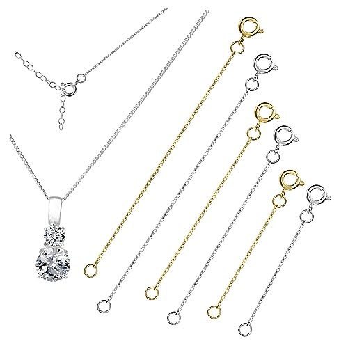 KOCKSHION 6Stücke Kettenverlängerungen für Frauen Halsketten und Armband Extender mit Karabinerverschluss und Platin Anpassbare Schmuckverlängerung für DIY Projekte von KOCKSHION
