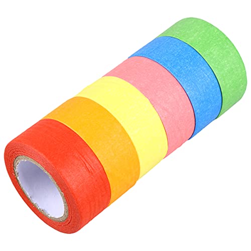 KOCKSHION 6Stücke Washi Tape Buntes Klebeband für Dekoration und DIY Projekte für Scrapbooking und Kreative Bastelarbeiten Rot Orange Gelb Grün Blau von KOCKSHION