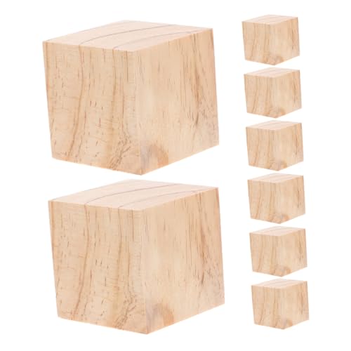 KOCKSHION 8 Stück Holzwürfelmaterial Material Holzblöcke unfertiger Holzwürfel Holz quadratisch unfertiges Holz leere Holzklötze leerer Holzblock Quadratischer Holzsockel Kiefernholz Beige von KOCKSHION