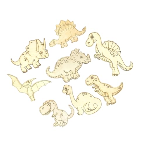 KOCKSHION 8 Stück Teiliges Diy Holz Dinosaurier Bastelset Unbemalte Holz Dino Ausschnitte für Kreative Kinderprojekte für Kunsthandwerk und Dekoration von KOCKSHION