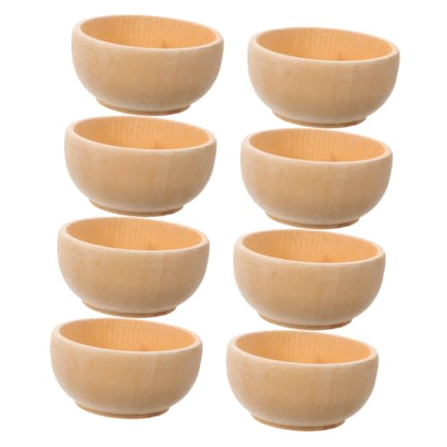 KOCKSHION 8 Stück Teiliges Set Mini Holzschalen Diy Unvollendete Holzschalen für Mikro Landschaft Kreative Bastelprojekte Sichere und Glatte Miniatur für Erwachsene von KOCKSHION