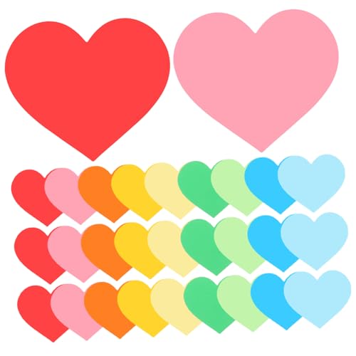 KOCKSHION 90 Stück Valentinstag-Ausschnitt Formen für das Klassenzimmer Herzen Dekore Ausschnitte selber machen Herz-Klassenzimmer- Valentinstag Dekorationen farbig gummiertes Papier von KOCKSHION