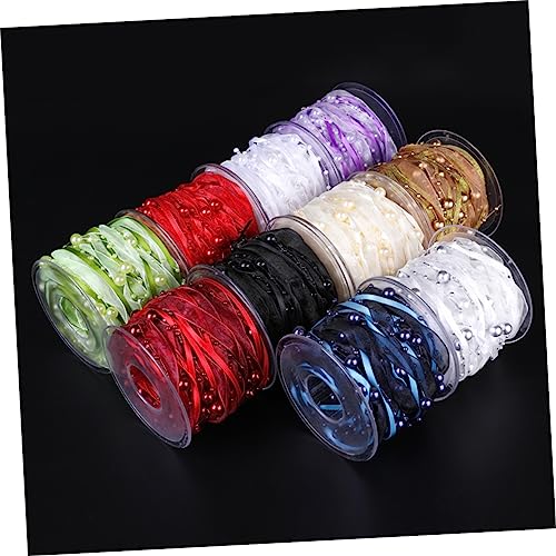 KOCKSHION Beige Perlen Dekorationsband für Hochzeit und Party Vielseitiges DIY Bastelband für Blumenstrauß und Festdeko Langlebiges Webband Wiederverwendbar und Zuschneidbar von KOCKSHION