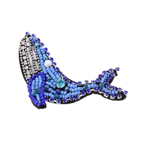 KOCKSHION Diy Perlenapplikation im Wal Design für Bekleidung Kreativer Stoffaufnäher mit Strass und Perlen für Pullover Westen und Projekte von KOCKSHION