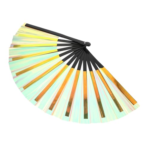 KOCKSHION Faltbarer Chinesischer Handfächer Iridescent Party Fächer aus PVC für Hochzeiten Tanzaufführungen Fotografie und Dekoration Leicht und Tragbar Einzigartiges Design von KOCKSHION