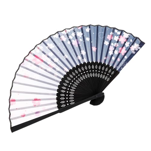 KOCKSHION Faltbarer Fächer aus Seide Chinesischer Handfächer Blau mit Blumenmuster für Musikfestivals Hochzeiten Partys Dekorationsobjekt als für Frauen von KOCKSHION