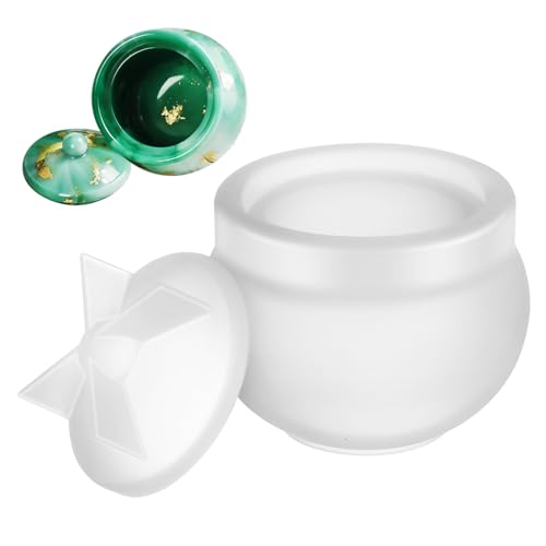 KOCKSHION Form für Glas-Aufbewahrungsbox Container Hohlraum Handwerk Formenbau Form für Vorratsdosen Deckel UV Formen für Epoxidharz Glasformen aus Harz Glasformen aus Silikon Kieselgel Weiß von KOCKSHION