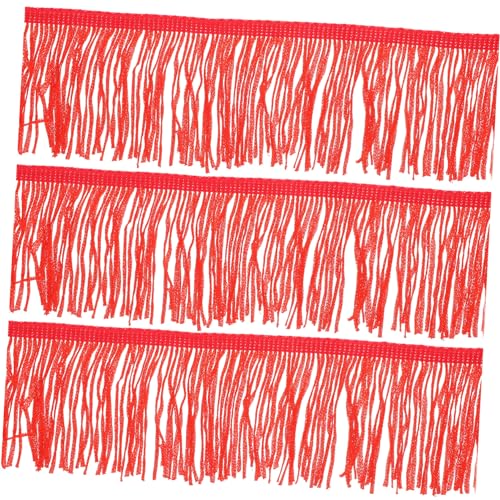 KOCKSHION Fringe Trim Lampenschirm Deko Yards Rot Vielseitige Tassel Verzierung für Laternen Feste und Partys Dekoration für von KOCKSHION