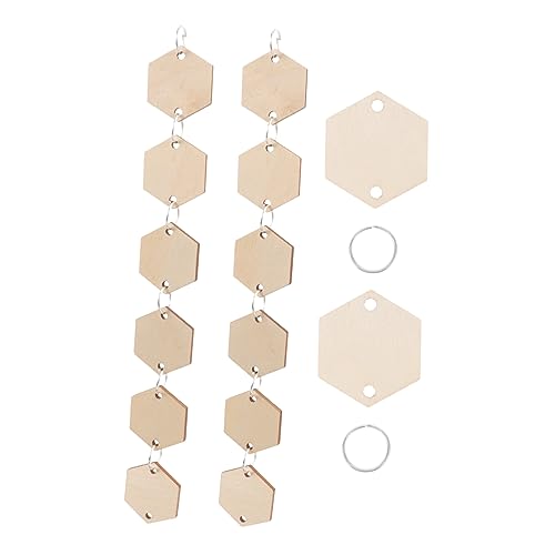KOCKSHION Holzanhänger Sechseckige DIY Holzdekor mit Ringen Unbehandelt für Bastelprojekte Kreative Handwerkskunst für Schlüsselanhänger und Dekoration von KOCKSHION