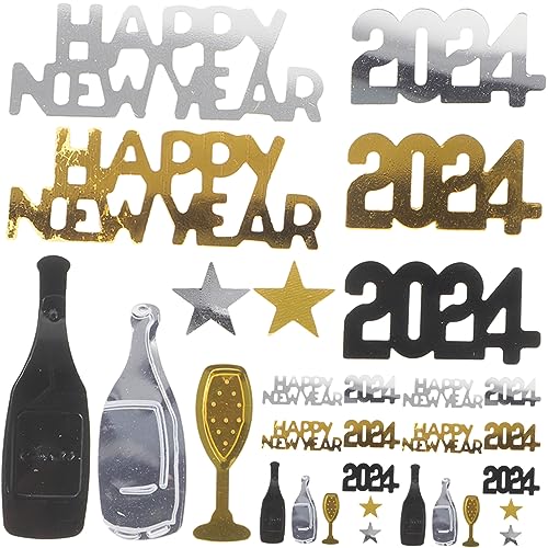 KOCKSHION Neujahrs Konfetti Deko für Tisch Festliche Party Supplies für Tischstreu Deko für Neujahrsparty Schwarz Gold Silber Design KOCKSHION Neujahrs Konfetti Deko für Tisch Festliche Party Supplies für Tischstreu Deko für Neujahrsparty Schwarz Gold Silber Design von KOCKSHION