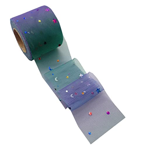 KOCKSHION Regenbogen Netzband mit Sternen und Monden DIY Pailletten für Haarschmuck Kleidung und Bastelprojekte Lila Farbton Langlebig und Leicht von KOCKSHION