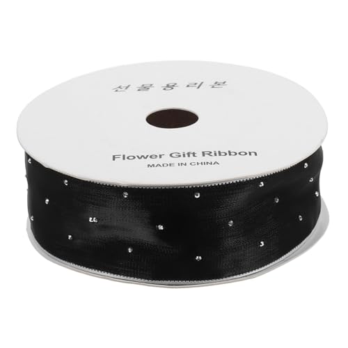 KOCKSHION schwarzes transparentes Band rosa Satinband Schwarzes glitzerndes Drahtband Satinbänder Band zum Verpacken von Blumensträußen rosa Seidenband Chiffon Black von KOCKSHION