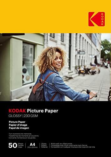 KODAK - 50 Blatt Fotopapier, 230 g/m², glänzend, Format A4 (21 x 29,7 cm), Tintenstrahldrucker – 9891267 von KODAK