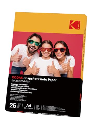 KODAK Fotopapier Instant-Fotopapier, 25 Blatt, Format 21 x 29,7 cm (A4), glänzend, 180 g/m², für Tintenstrahldrucker geeignet" von KODAK