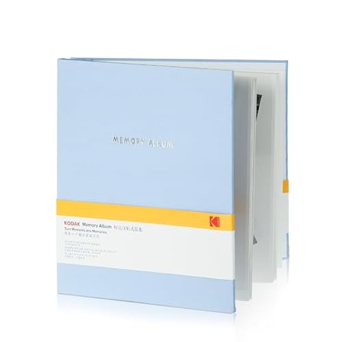 KODAK Memory Book - Selbstklebendes Fotoalbum, 20 plastifizierte Seiten mit Farb- und Lichtschutz, Flanellumschlag, Format 23,5x27 cm, für Fotos 3R/4R/5R - Blau von KODAK