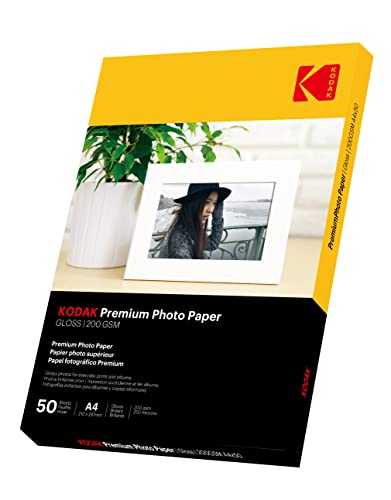 KODAK Premium Inkjet 200gsm A4 Hochglänzend Fotopapier DIN, 210MM*297MM,200 g/m², 50 Blatt, Fotokarten Sofort Trocken Wasserfest Hochweiß fotoblätter für Canon HP Epson Tintenstrahldrucker KODAK Premium Inkjet 200gsm A4 Hochglänzend Fotopapier DIN, 210MM*297MM,200 g/m², 50 Blatt, Fotokarten Sofort Trocken Wasserfest Hochweiß fotoblätter für Canon HP Epson Tintenstrahldrucker von KODAK