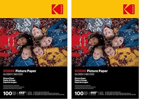 Kodak 9891161 Fotopapier, 180 g/m², glänzend, A6 (10 x 15 cm), Tintenstrahldrucker (Packung mit 2) von KODAK