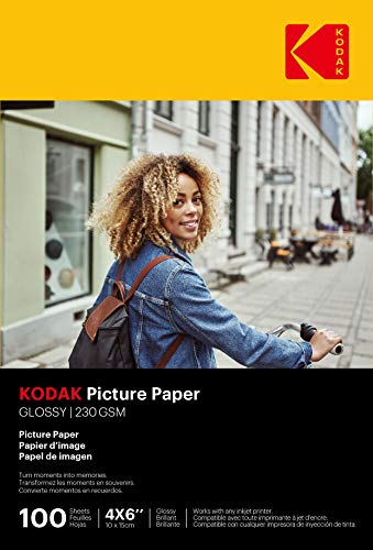Kodak 9891164 Fotopapier, 230 g/m², glänzend, A6 (10 x 15 cm), Tintenstrahldrucker von KODAK