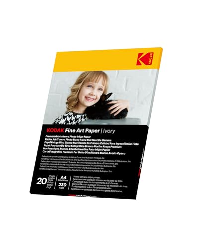 Kodak Kunstdruckpapier, A4, 20 Blatt, elfenbeinfarben, für Tintenstrahldrucker – warme Naturtöne, 230 g/m², für klassischen Hoch- und Kunstdruck Kodak Kunstdruckpapier, A4, 20 Blatt, elfenbeinfarben, für Tintenstrahldrucker – warme Naturtöne, 230 g/m², für klassischen Hoch- und Kunstdruck von KODAK