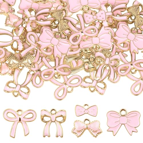Schmuckherstellungs-Set, 8 Stile, rosa Schleifen-Charms für Schmuckherstellung, Fliege, Kawaii-Anhänger, Großpackung, Schmuckherstellung, Ohrringe, Halsketten, Armbänder, Schlüsselanhänger Schmuckherstellungs-Set, 8 Stile, rosa Schleifen-Charms für Schmuckherstellung, Fliege, Kawaii-Anhänger, Großpackung, Schmuckherstellung, Ohrringe, Halsketten, Armbänder, Schlüsselanhänger von KOEVSU