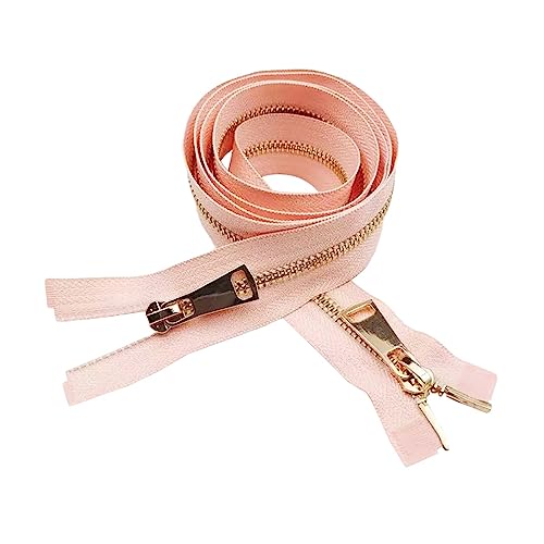 KOFORD Zwei-Wege-Auto-Lock-Gold-Metallreißverschluss Doppelschieber-Reißverschluss für Daunenjacke, Hoodie, Cardigan-Zubehör, Rosa von KOFORD