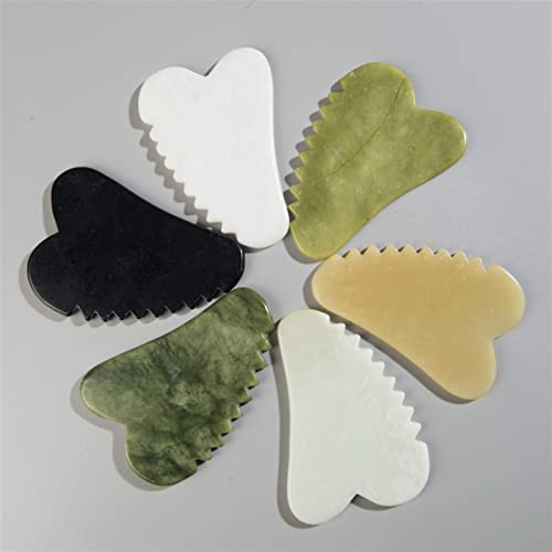 Sägezahn Gua Sha Massagewerkzeuge Jade Stein Gouache Schaber for Körper Meridian Schaben Facelifting Abnehmen Haut Detox Schönheit 1St (Color : Light Green) von KOFORD