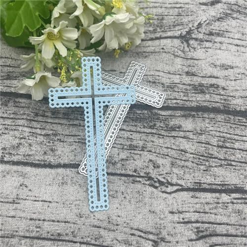 Metall-Stanzformen, 10,5 x 6,2 cm, Kreuz-Blumen-Kartenrahmen, Spitze, Metall-Stanzformen für Scrapbooking, Prägung, Fotoalbum, Papierkarten, Dekoration von KOFORULAIG