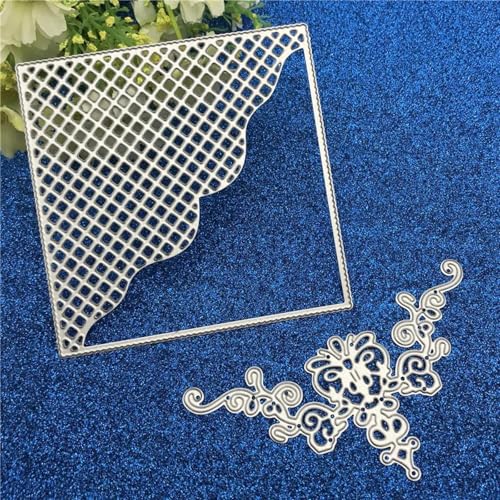 Metall-Stanzformen, 10 x 10 cm, Gitterhintergrund, quadratischer Rahmen, Metall-Stanzformen für Scrapbooking, Papierkarten, Fotoalbum, Prägedekoration von KOFORULAIG