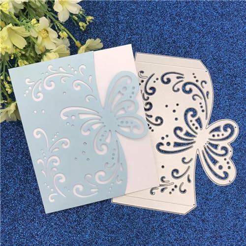 Metall-Stanzformen, 13,7 x 10,7 cm, rund, Schmetterlings-Umschlag, Grußkarten, Rahmen, Hintergrund, Metall-Stanzformen, Basteln, Kartenherstellung, Scrapbooking, Schablonen von KOFORULAIG