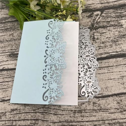 Metall-Stanzformen, 15,4 x 4,9 cm, Spitze, Schmetterling, Bordüre, Metall-Stanzformen für Scrapbooking, Alben, Prägung, Papier, Karten, Dekoration von KOFORULAIG