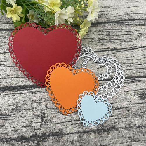 Metall-Stanzformen, 3 Stück, 12,2 x 10 cm, Liebe, Spitze, Metall-Stanzformen, Blumen, Blätter, Schablonen, Scrapbooking, Album, Prägeschablone, Papierkarten, Dekoration von KOFORULAIG