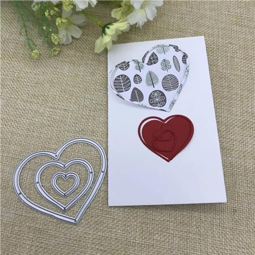 Metall-Stanzformen, 6,4 x 5,5 cm, herzförmige Ringe, Metall-Stanzformen für Scrapbooking, Dekoration, Prägung, Handarbeitsvorlage von KOFORULAIG