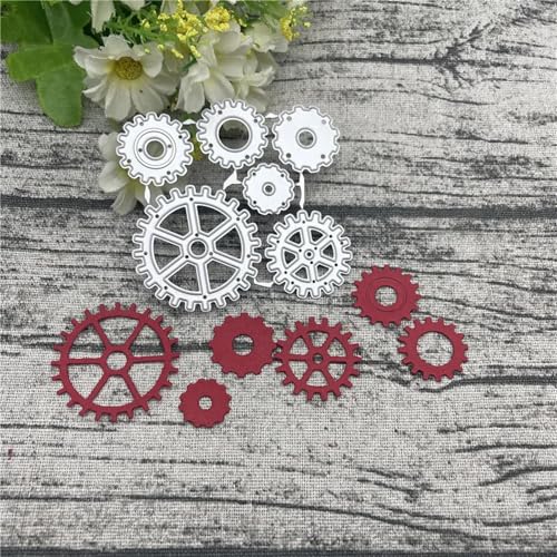 Metall-Stanzformen, 6,4 x 7,2 cm, Zahnrad-Metall-Stanzformen für Scrapbooking, Alben, Prägung, Papier, Karten, Dekoration von KOFORULAIG