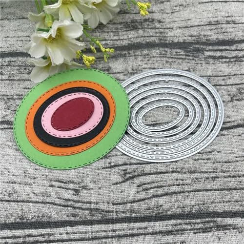 Metall-Stanzformen, 6 Stück, 6,8 x 5,6 cm, ovale Metall-Stanzschablonen für Scrapbooking, Album, Papier, Karten, Dekoration, Handwerk von KOFORULAIG