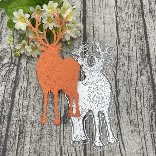 Metall-Stanzformen, 8,5 x 18,9 cm, Weihnachts-Hirsch-Rahmen, Spitzenbordüre, Metall-Stanzformen für Scrapbooking, Alben, Prägung, Papier, Karten, Dekoration von KOFORULAIG