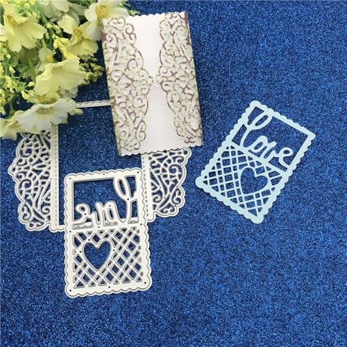 Metall-Stanzformen, 8,8 x 11,9 cm, Liebesherz, Gitter, Spitze, Metall-Stanzformen für Scrapbooking, Schablonen, Alben, Karten, Dekoration, Prägeschablone von KOFORULAIG